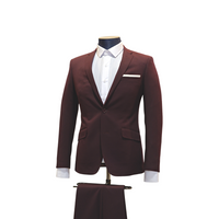 2pc Burgundy Fine Textured Suit - Slim Fit - Side View
