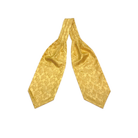 Golden Yellow Paisley Pattern Ascot Tie - Front View