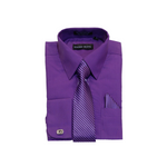 Purple Solid Cufflink Dress Shirt - Classic Fit - Front View