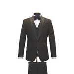 3pc Black Zig-Zag Pattern Tuxedo - Front View