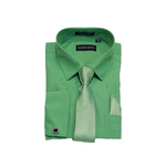 Green Solid Cufflink Dress Shirt - Classic Fit - Front View