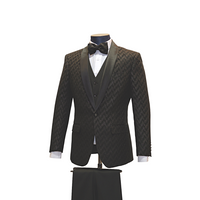 3pc Black Zig-Zag Pattern Tuxedo - Side View