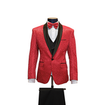 3pc Red Floral Tuxedo - Front View