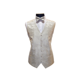 Off White & Silver Paisley Pattern Vest Set - Front View