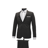 2pc Black Pinstripe Suit - Slim Fit - Side View