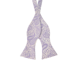 Lavender Purple Paisley Pattern Self-Tie Bow Tie - Front View