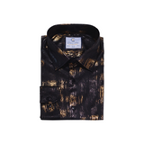 Black & Gold Foil Pattern Dress Shirt - Front View