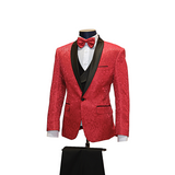 3pc Red Floral Tuxedo - Side View