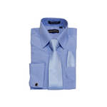 Light Blue Solid Cufflink Dress Shirt - Classic Fit - Front View