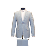 2pc Light Blue Linen Suit - Slim Fit - Front View