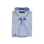 Powder Blue Solid Cufflink Dress Shirt - Classic Fit - Front View