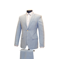 2pc Light Blue Linen Suit - Slim Fit - Side View