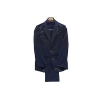 3pc Navy Blue Velvet Boy's Suit - Front View