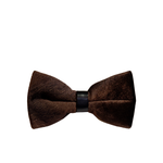 Brown & Black Velvet Abstract Pattern Bow Tie - Front View