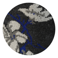 Grey & Royal Blue Floral Pattern Dress Socks - Swatch