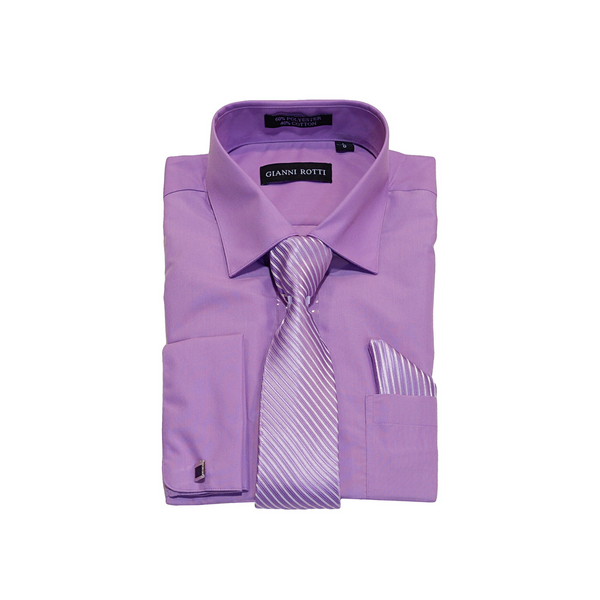 Lavender Solid Cufflink Dress Shirt - Classic Fit - Front View