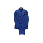 3pc Cobalt Blue Velvet Boy's Suit - Front View