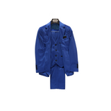 3pc Cobalt Blue Velvet Boy's Suit - Open View