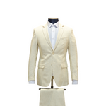 2pc Beige Linen Suit - Slim Fit - Front View