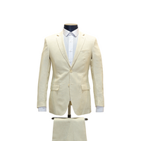 2pc Beige Linen Suit - Slim Fit - Front View