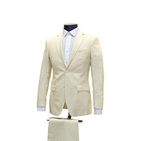 2pc Beige Linen Suit - Slim Fit - Side View