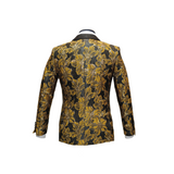 Gold & Black Shawl lapel Floral Pattern Blazer - back view
