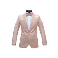 Pink Shawl Lapel Rose Pattern Blazer - front view