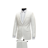 2pc Off White Fine Textured Suit - Slim Fit - Side View