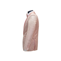 Pink Shawl Lapel Rose Pattern Blazer - side view