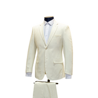 2pc Off White Linen Blend Suit - Modern Fit - Side View