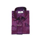 Purple Solid Satin Dress Shirt - Classic Fit - Front View