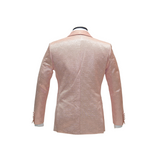 Pink Shawl Lapel Rose Pattern Blazer - back view