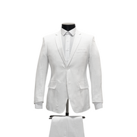 2pc White Linen Blend Suit - Modern Fit - Front View