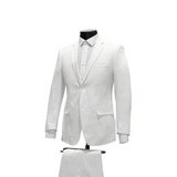 2pc White Linen Blend Suit - Modern Fit - Side View