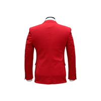 Red Solid Notch Lapel Blazer - back view