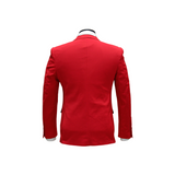 Red Solid Notch Lapel Blazer - back view