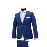 2pc Royal Blue Pinstripe Suit - Slim Fit - Side View