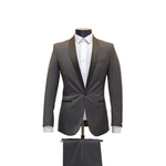 2pc Charcoal Shawl Lapel Tuxedo - Slim Fit - Front View