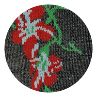 Charcoal & Red Floral Pattern Dress Socks - Swatch